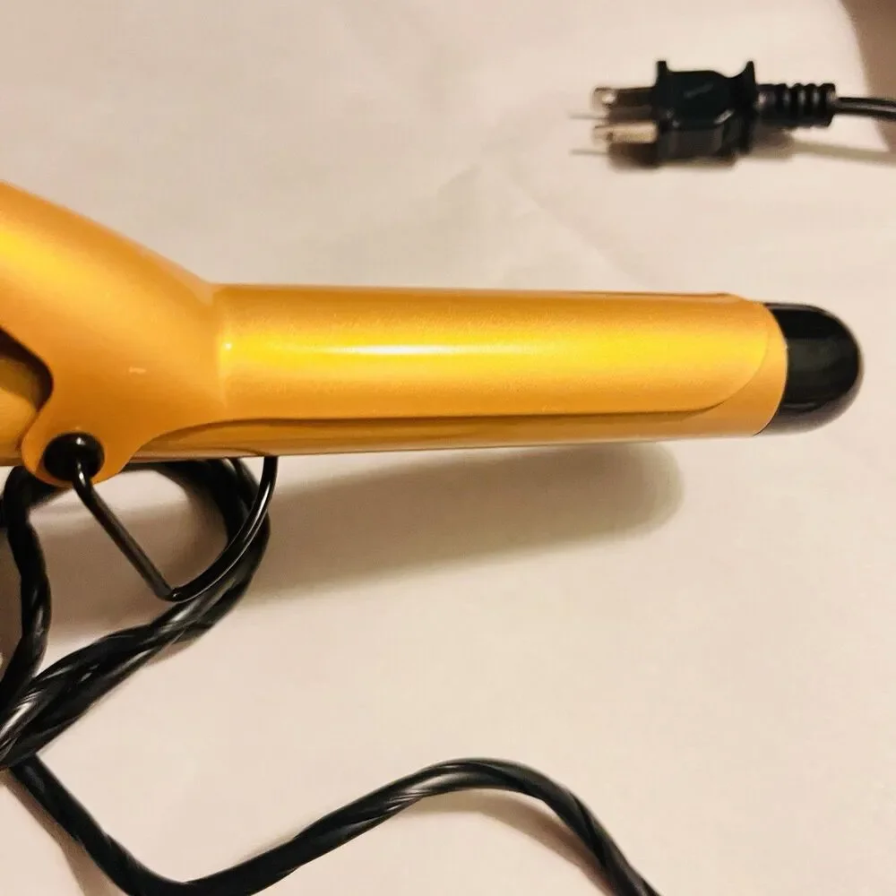 BaBylissPRO Ceramic Tools 1” Spring Curling Iron Gold Black CT100S Professional